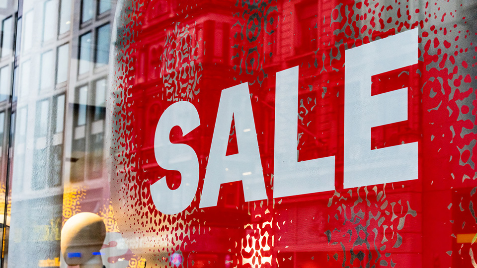 Sale sign on a shop window